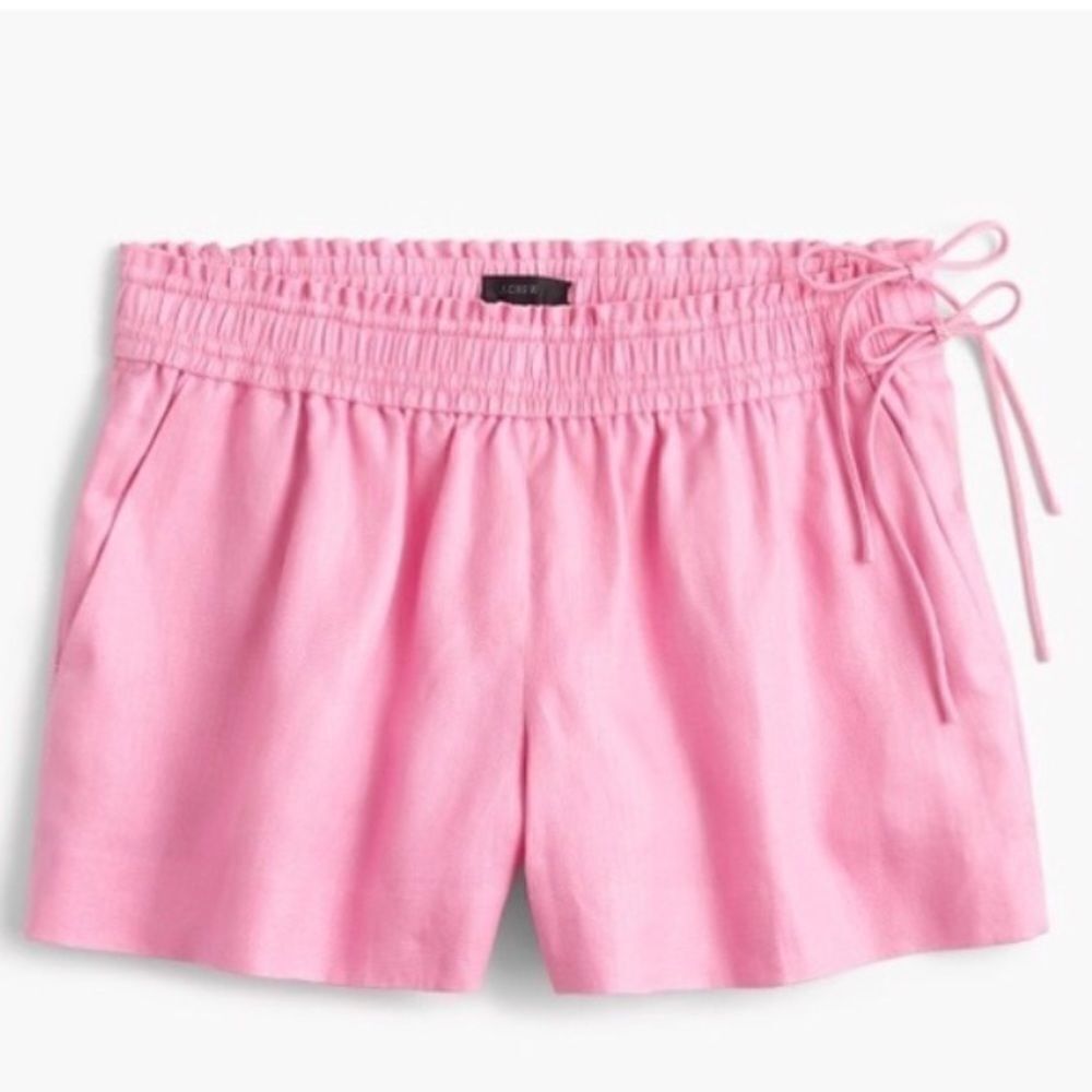 J. Crew J CREW Sz XXS XS 0 2 Pink Linen shorts with side ties